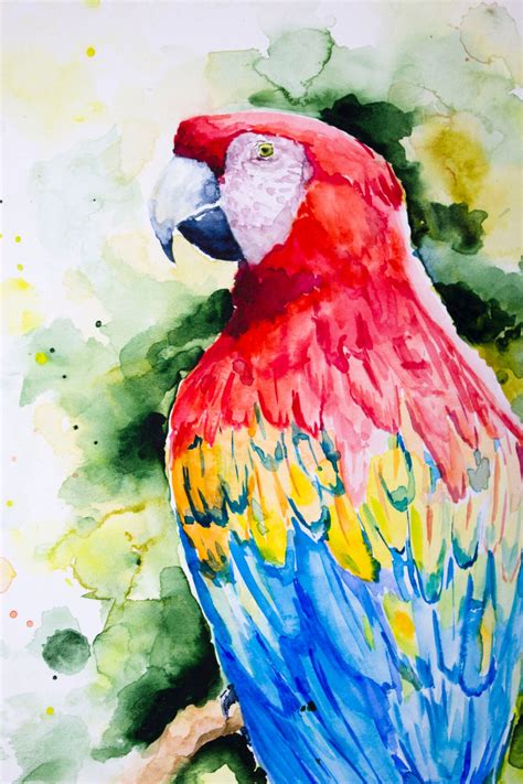 Parrot Painting Scarlet Macaw Ara Macao Parrot Original Art Etsy