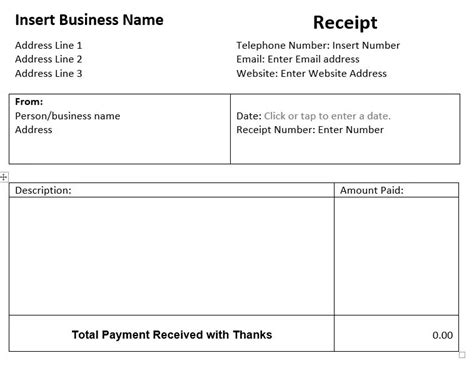 Word Receipt Template Free Template And Example