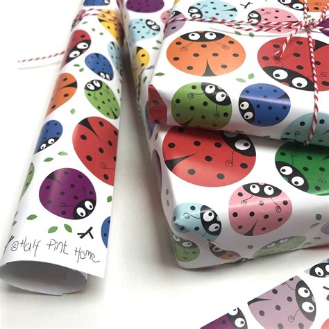 Wrap the paper onto the box one corner at a time. Rainbow Bug Wrapping Paper By Half Pint Home ...