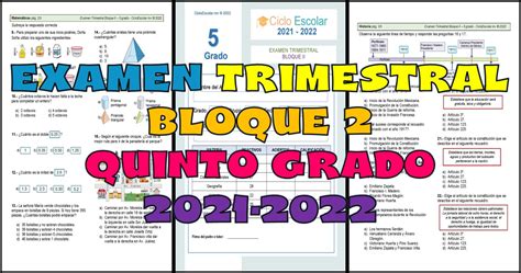 Examen Trimestral Bloque Quinto Grado Imagenes Educativas