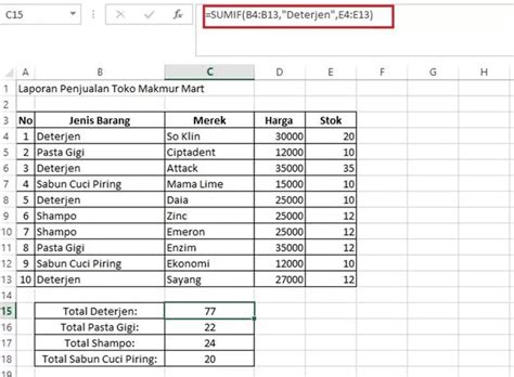 Cara Menggunakan Rumus Sumif Pada Excel Untuk Menghitung Jumlah Stok Barang Tekno Play