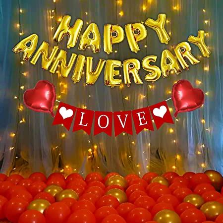 Theme My Party Pcs Happy Anniversary Decoration Combo Happy Anniversary Banner Gold Foil