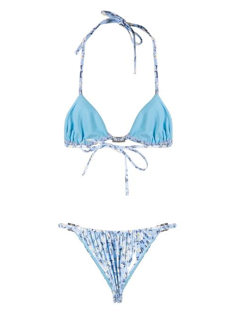 Alessandra Rich Daisy Print Bikini Set Farfetch
