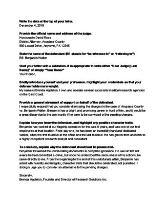 You should not write letters to a sitting judge about a case you are involved in. Sample Letter To The Judge Before A Loved Ones Sentencing Sentencing Letters due 10132016 ...