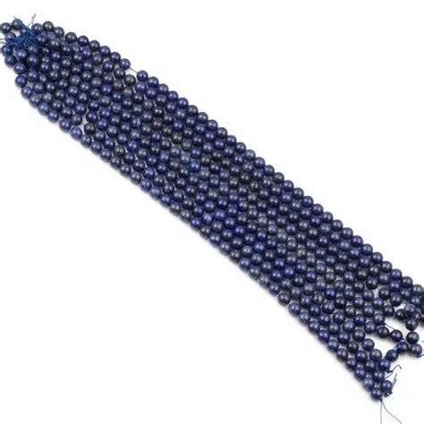 Blue Smooth Natural Lapis Lazuli Beads Gemstones 5 Strings Size 8mm