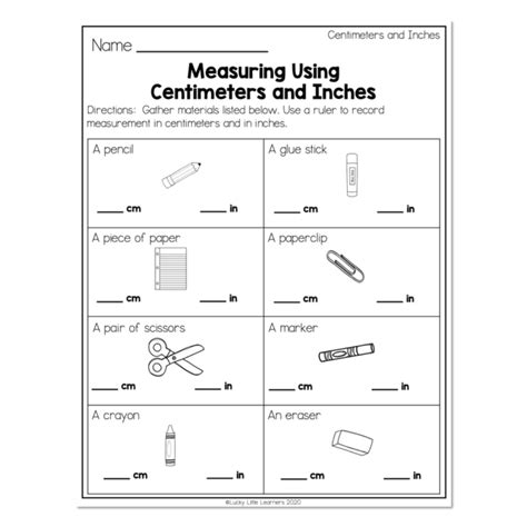 2nd Grade Math Worksheets Measurement Centimeters And Inches