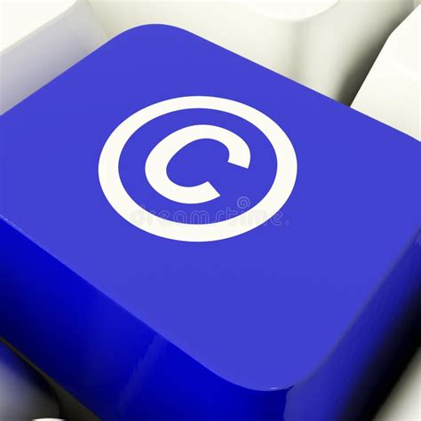 Copyright Computer Key In Blue Showing Patent Or Trademark Stock Image