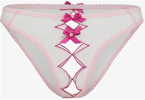 Agent Provocateur Womens Baby Pink Lorna Ouvert Bow Embellished Esh