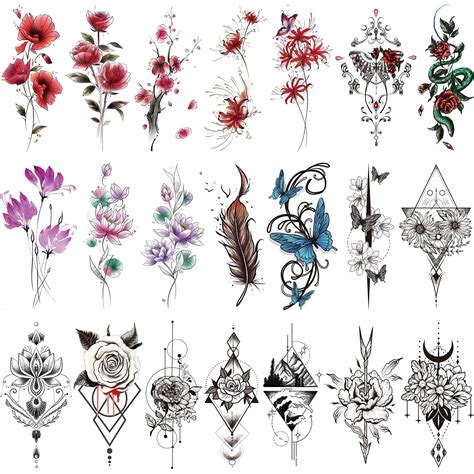 buy glaryyears floral temporary tattoos for women 21 pack large mandara fake tattoo stickers