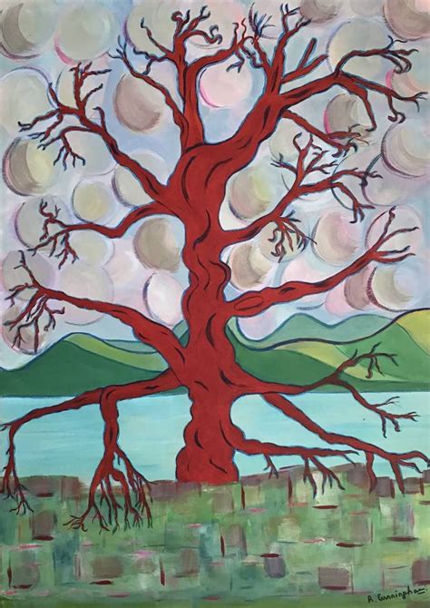 The Red Tree Painting By Rosie Cunningham Saatchi Art