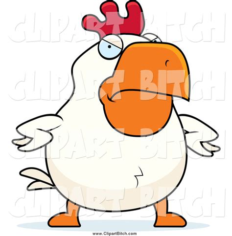 Clip Vector Cartoon Art Of A Mad White Rooster With Hands On His Hips