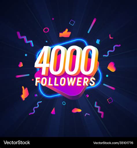 4000 Followers Celebration In Social Media Vector Image