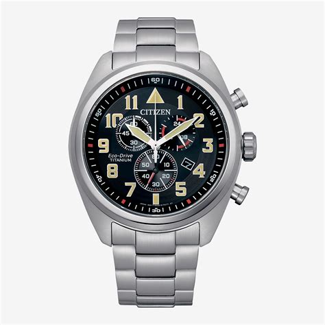 citizen eco drive super titanium™ chronograph solar watch silver coloured black lufthansa