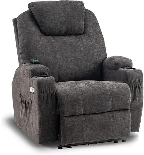 Mcombo Electric Power Recliner Chair W Massage Usb Port Grey Faux