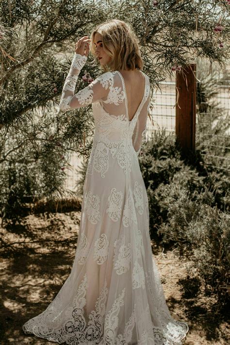 Celeste Lace Bohemian Wedding Dress Dreamers And Lovers