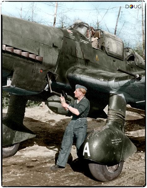 Junkers Ju 87 D 5 Stuka Of 1 SG3 Being Hand Crank Started In Immola