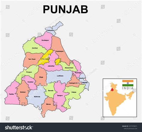 Punjab Map Political And Administrative Map Of Royalty Free Stock