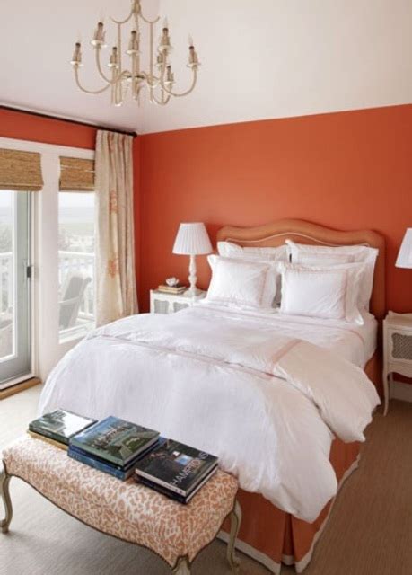 Modern spacious bedroom with orange wall. Orange Accents In Bedrooms - 68 Stylish Ideas - DigsDigs