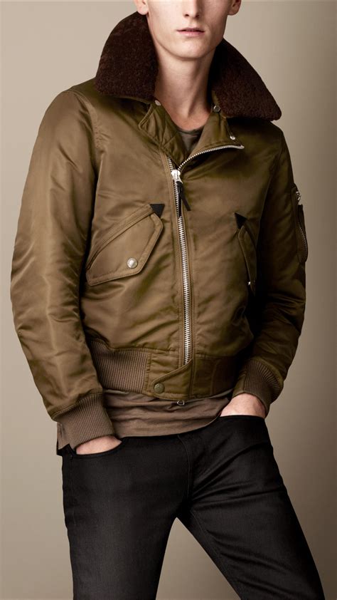 Lyst Burberry Shearling Collar Aviator Bomber Jacket In Brown For Men