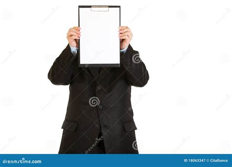Businessman Holding Blank Clipboard Stock Image Image Of Banner