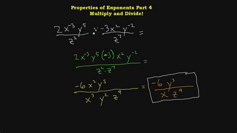 Properties Of Exponents 4 Multiply And Divide Youtube