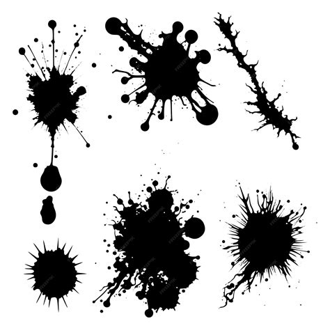 Premium Vector Abstract Black Ink Spot Set Ink Drop Effect Ink Splash