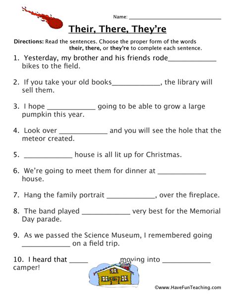 Homophone Worksheet Their There Theyre Have Fun Teaching
