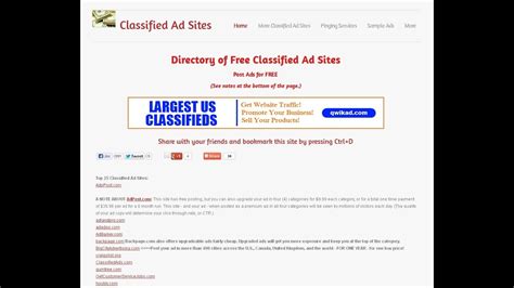 classified ad sites directory tutorial youtube