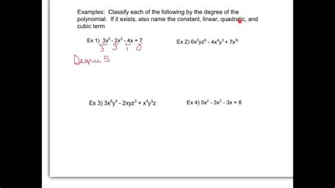 Classifying Polynomials By Degree Youtube