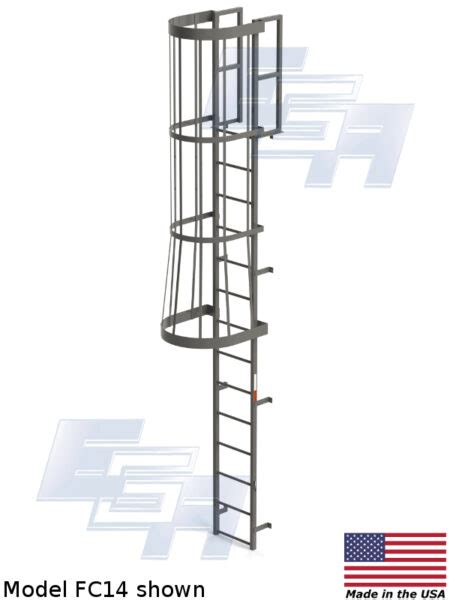 Fixed Vertical And Cage Ladders With Cage Fc14 Ega Products Inc