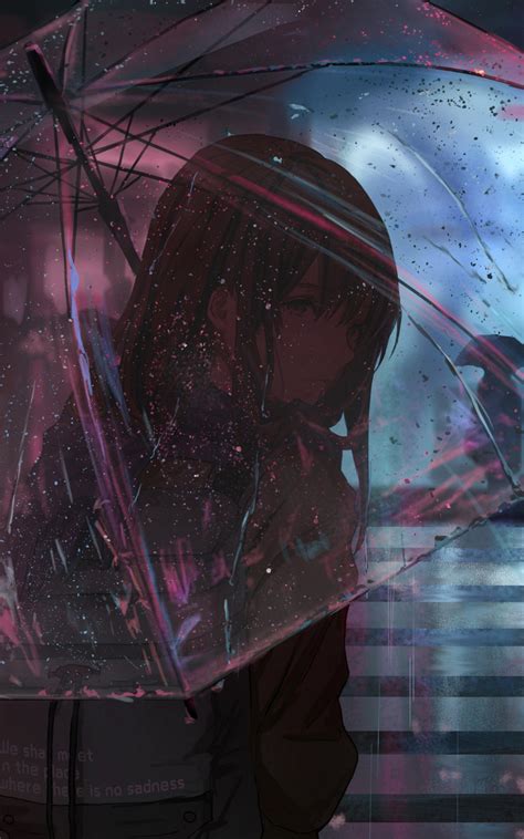 800x1280 Anime Girl In Rain With Umbrella 4k Nexus 7samsung Galaxy Tab