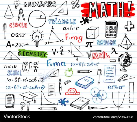 School Mathematics Doodles Set Royalty Free Vector Image