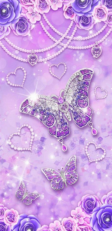 Download Studded Purple Butterfly Phone Background Wallpaper