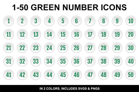 Light Green Number Icons 1 50 Count Creative Daddy