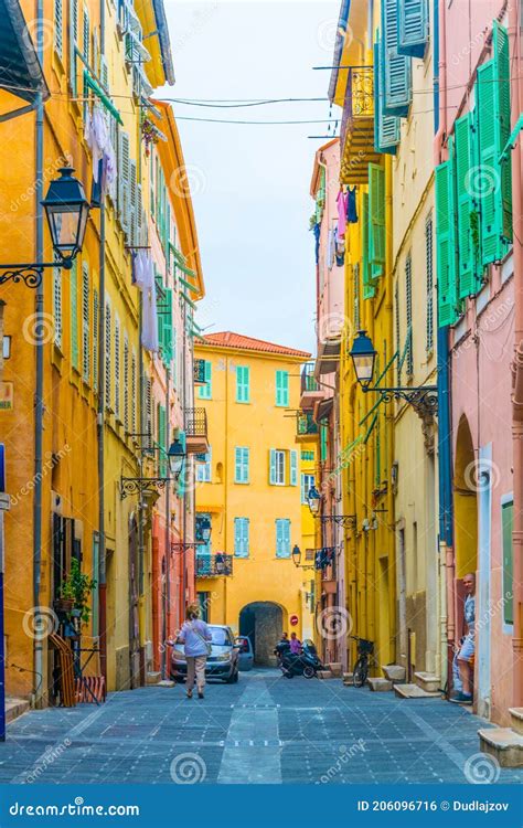 A Narrow Street In The Old Town Of Menton France Editorial Photo