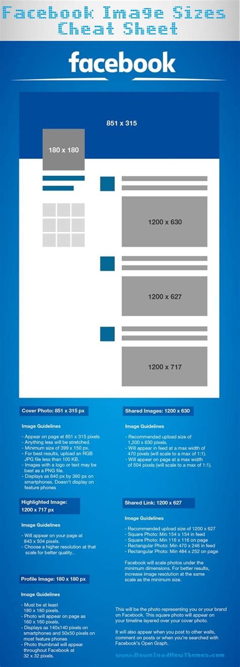 Facebook Cheat Sheet Image Size And Dimensions Infographic