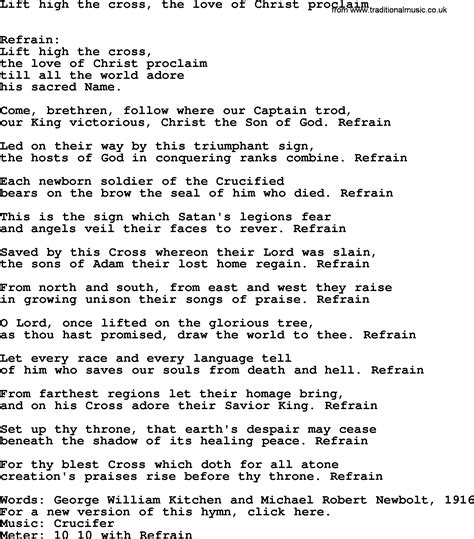 Holy Week Hymns Song Lift High The Cross The Love Of Christ Proclaim Lyrics Midi Music And PDF