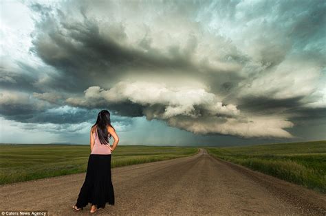 man photographs wife in front of epic tornadoes hurricanes and