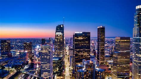 Los Angeles City City Skyline Cityscape Aerial View