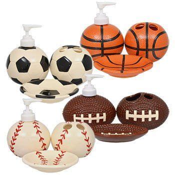 Buy products such as cerbior bathroom accessories set bath ensemble includes soap dispenser, toothbrush holder, tumbler, soap dish for decorative. Dolomite Sports-Themed Bathroom Accessories | Boys ...