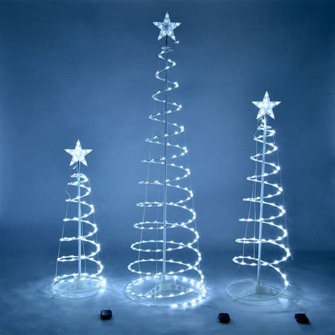 Yescom Set Of 3 Led Spiral Christmas Tree Light Kit Star Topper Battery
