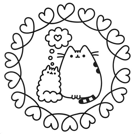 Cats In Love Pusheen Coloring Page Coloringbay