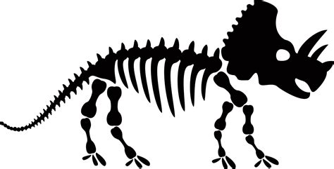 Triceratops Dinosaur Skeleton Negative Space Silhouette Illustration