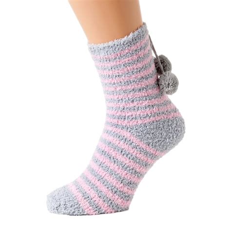 Womens Ladies Luxury Supersoft Two Pack Pink Striped Bed Socks One Size