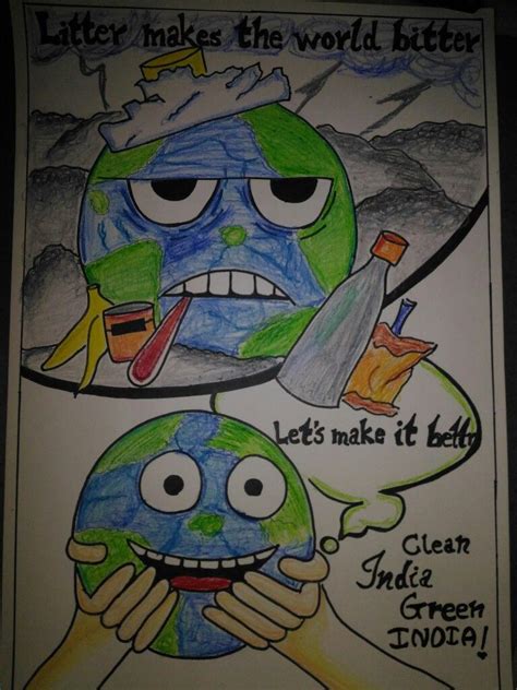 Cleanliness poster #project | Save water poster drawing ... If you like this video plz subscribe my channel.