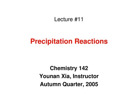 Notes On Precipitation Reactions General Chemistry Chem 142 Docsity