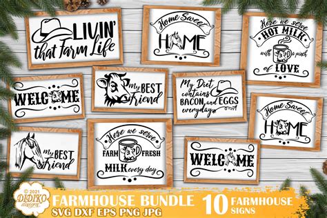 Farmhouse Signs Svg Bundle Farmhouse Quotes Svg Didiko Designs The