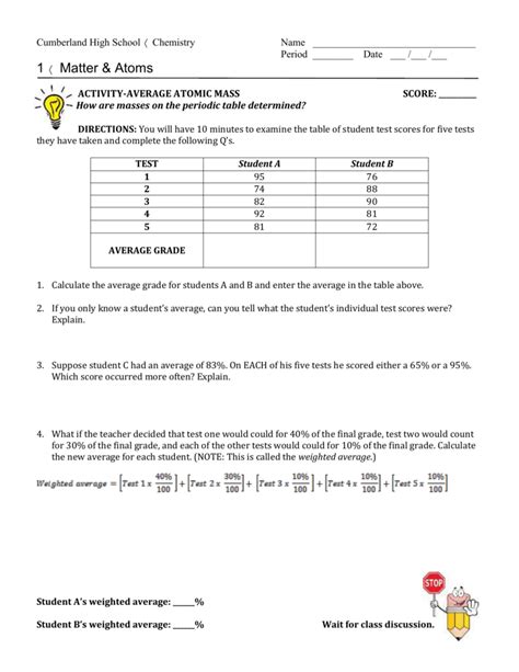 Weighted averages examine the table of student test scores for five tests they have taken. Pogil Types Of Chemical Reactions Worksheet Answers ...