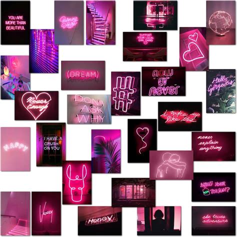 60 Pcs Collage Kit Wall Decor Collage Kit Purple Neon Neon Etsy