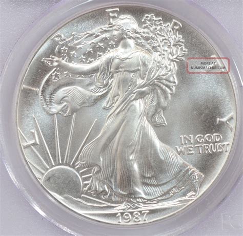 1987 American Silver Eagle Dollar 1 Pcgs Ms 69 Pq
